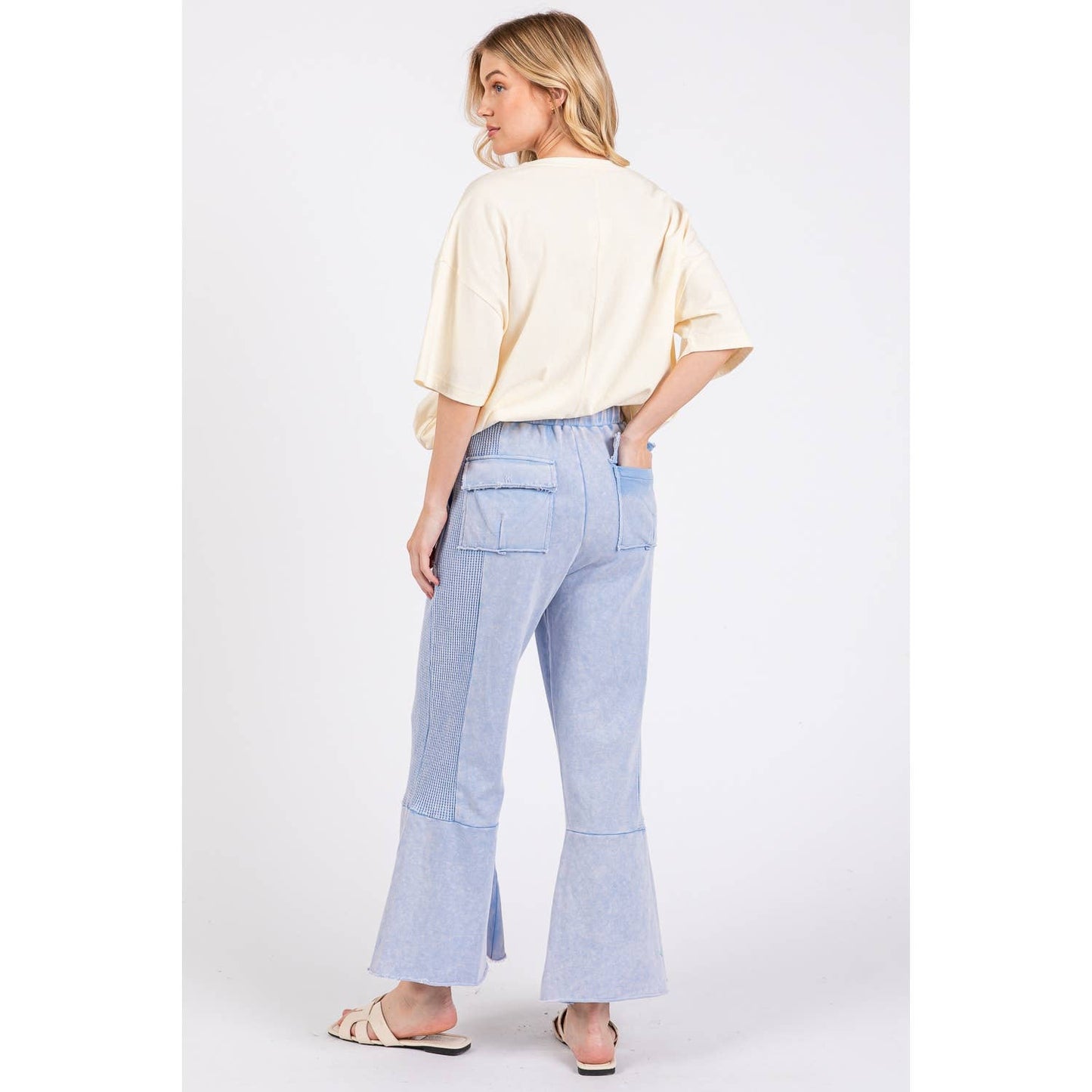 VINTAGE WASHED FLARED PANEL PANTS