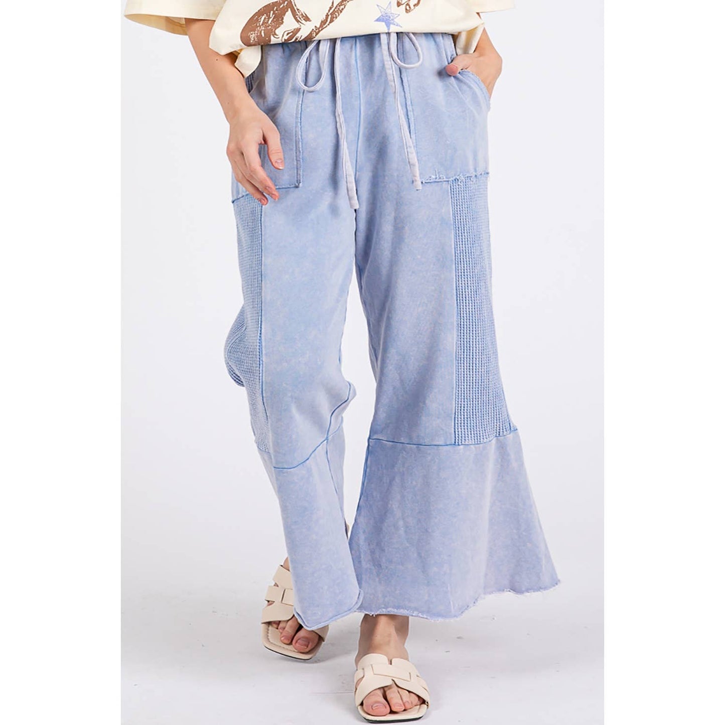VINTAGE WASHED FLARED PANEL PANTS