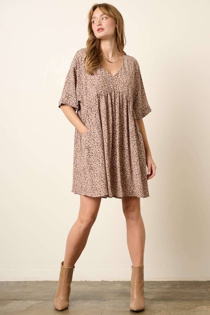 LEOPARD PRINT BABYDOLL DRESS