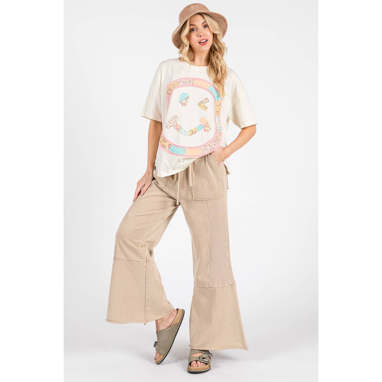 VINTAGE WASHED FLARED PANEL PANTS