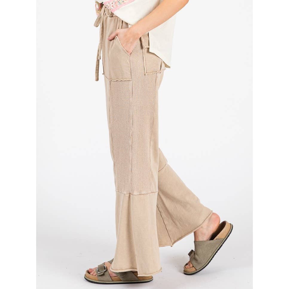 VINTAGE WASHED FLARED PANEL PANTS