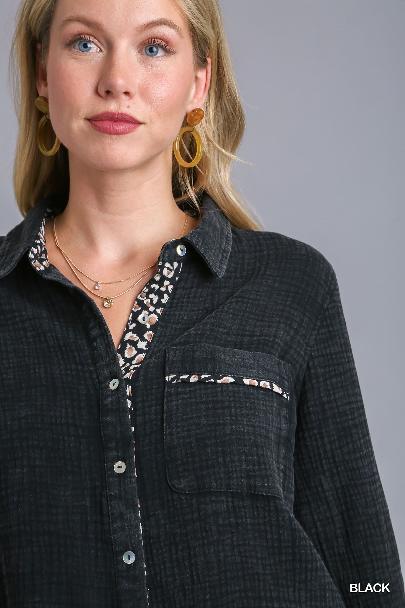 Cotton Button Up Black