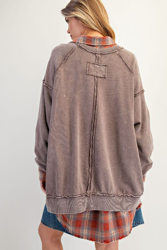 Mineral Wash Terry Knit Pullover