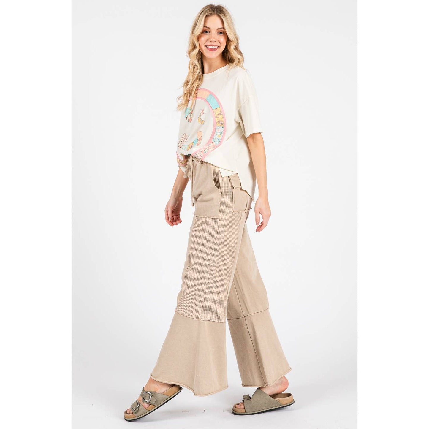VINTAGE WASHED FLARED PANEL PANTS