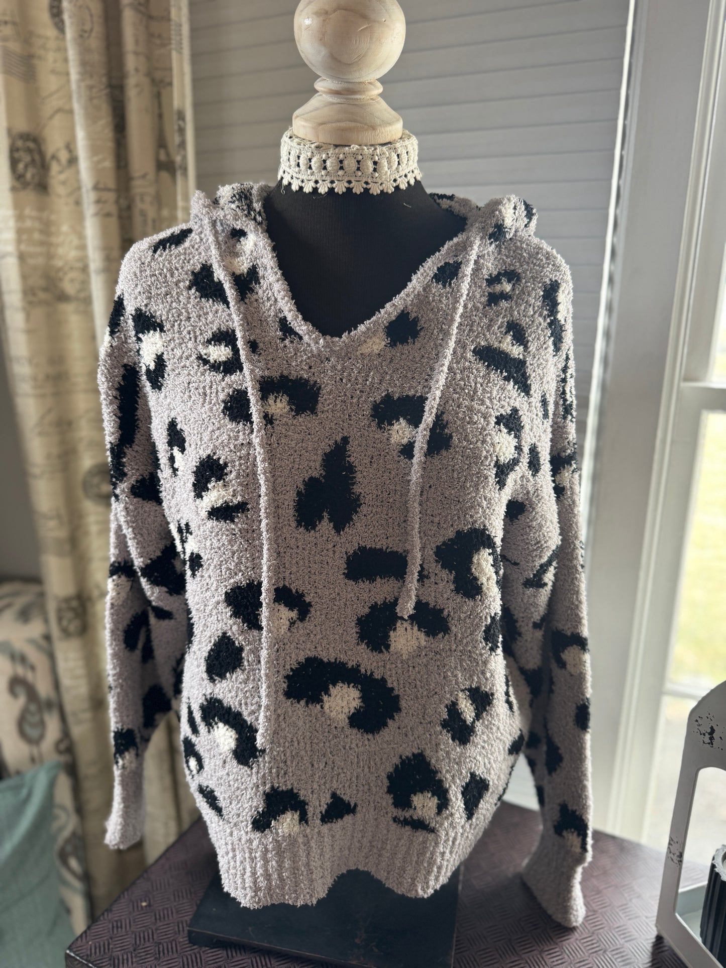Hooded Animal Print Sweater