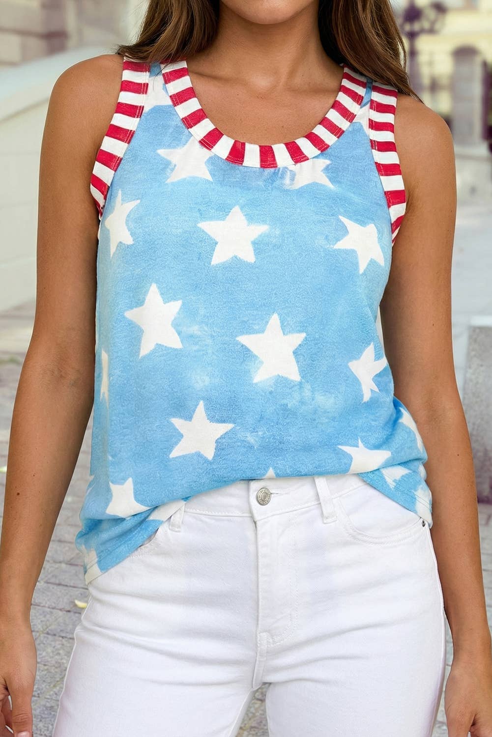 Tie Dye Star Print Tank Top