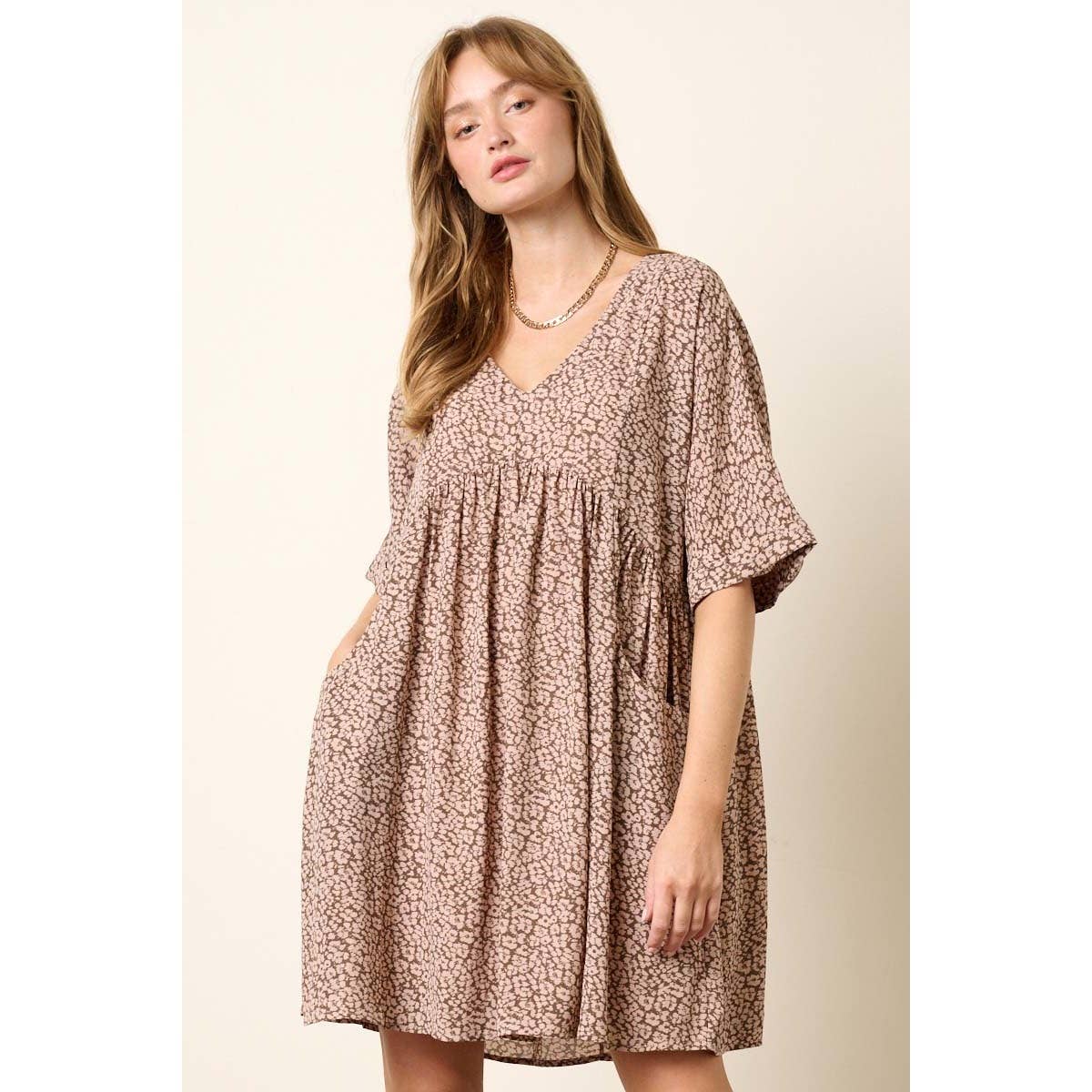 LEOPARD PRINT BABYDOLL DRESS
