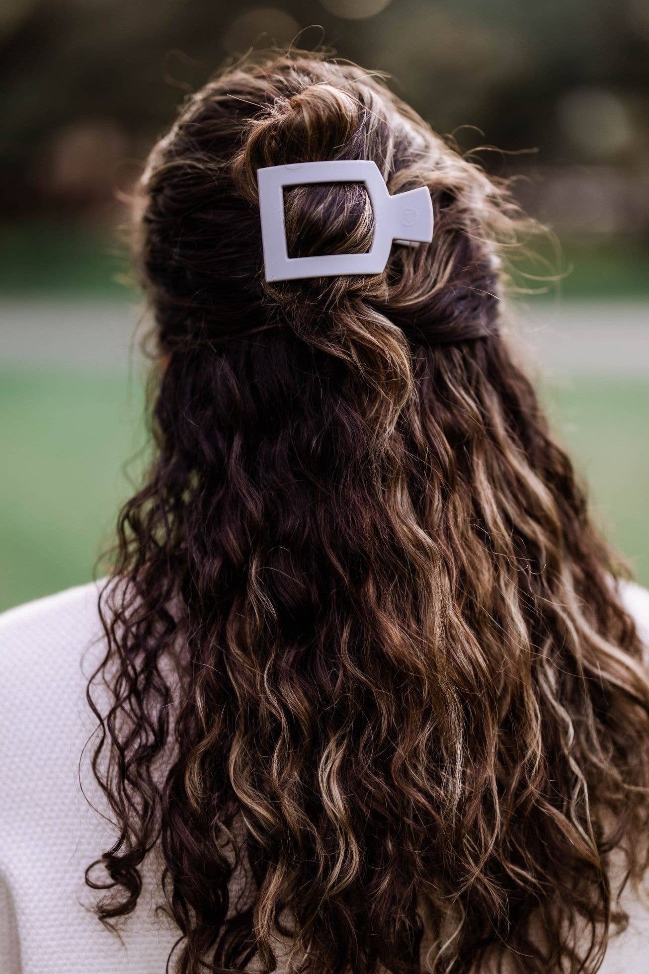 Square Flat Hair Clip | Large | Silver Flames