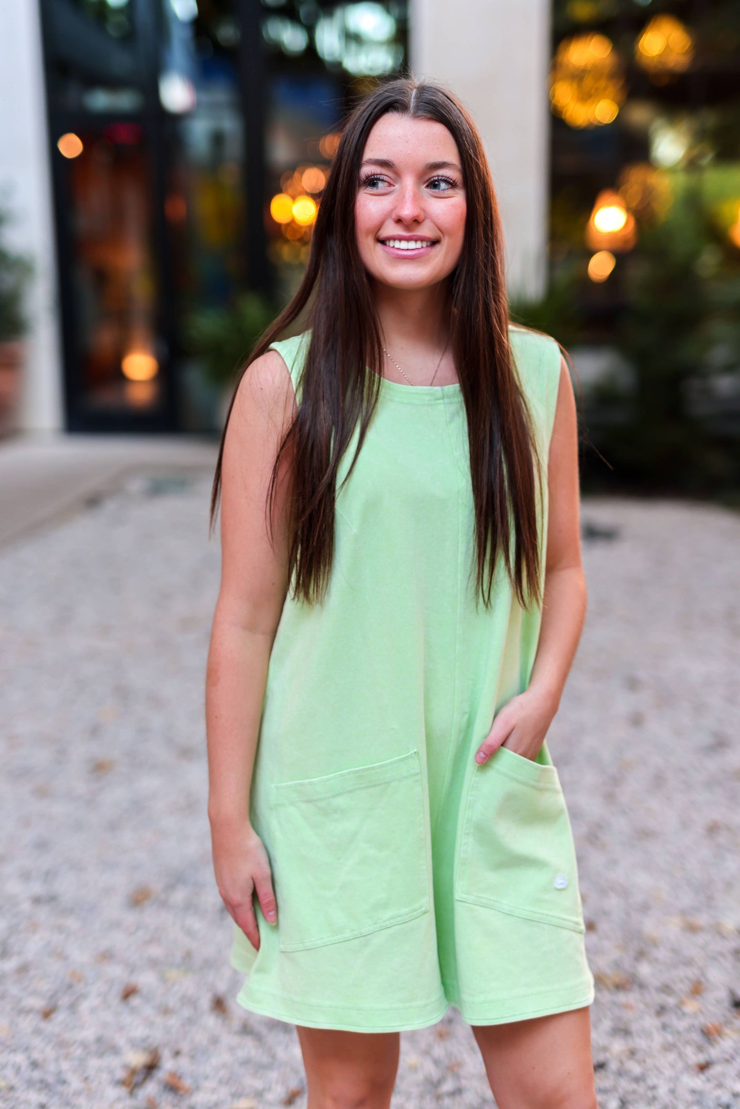 Mineral Wash Romper(Lime)