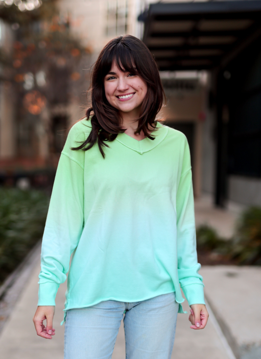 Terry V-Neck Pullover- Pool Party