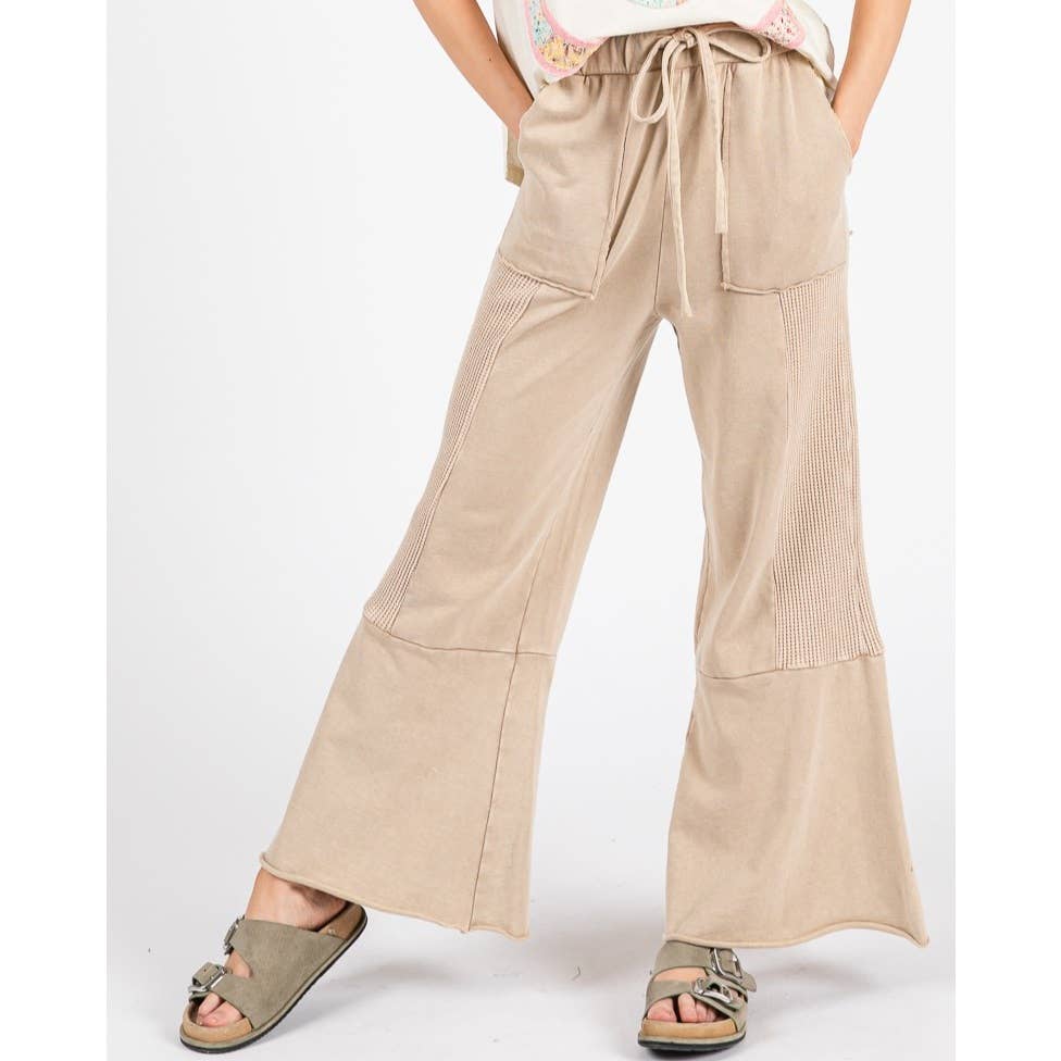 VINTAGE WASHED FLARED PANEL PANTS