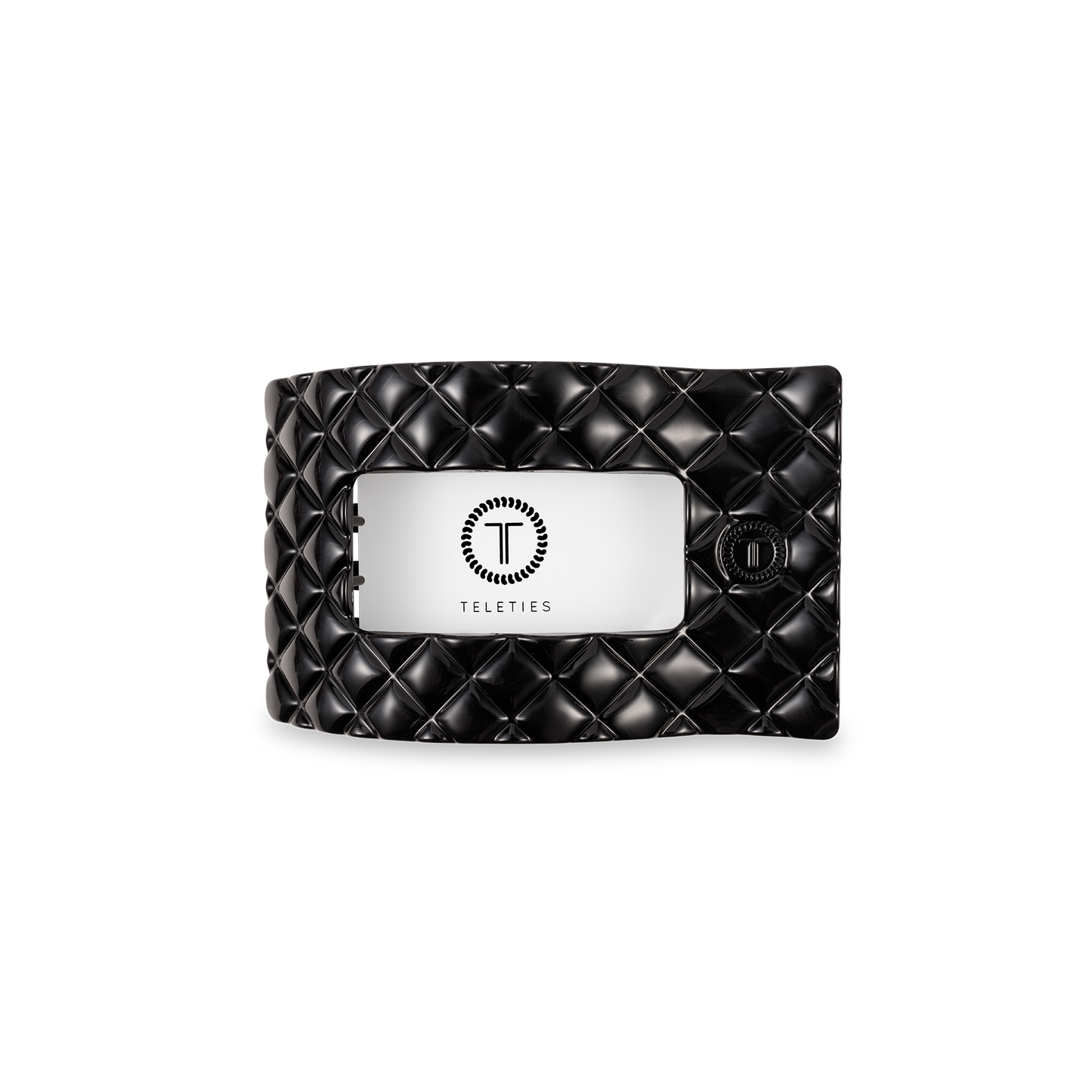 Flat Rectangle Hair Clip | Small | Jet Black Quilted