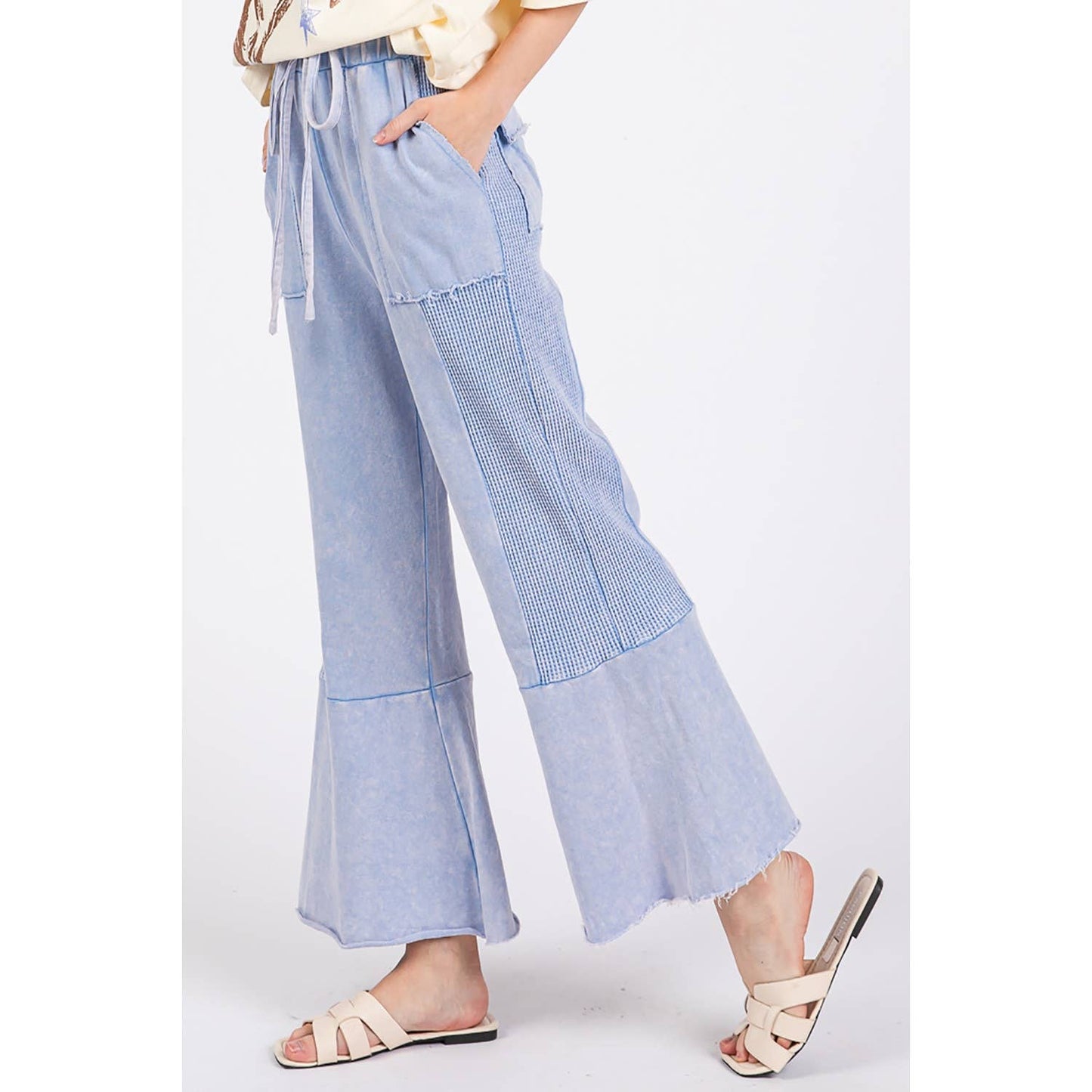 VINTAGE WASHED FLARED PANEL PANTS