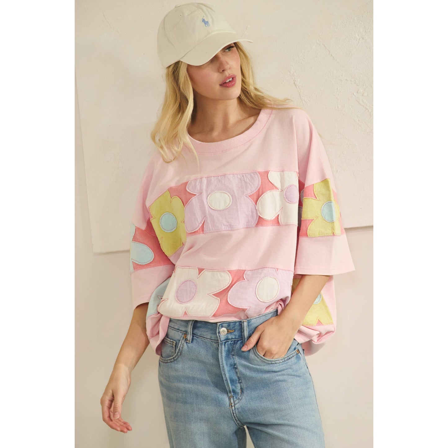 FLORAL PATCHWORK OVERSIZED TEE