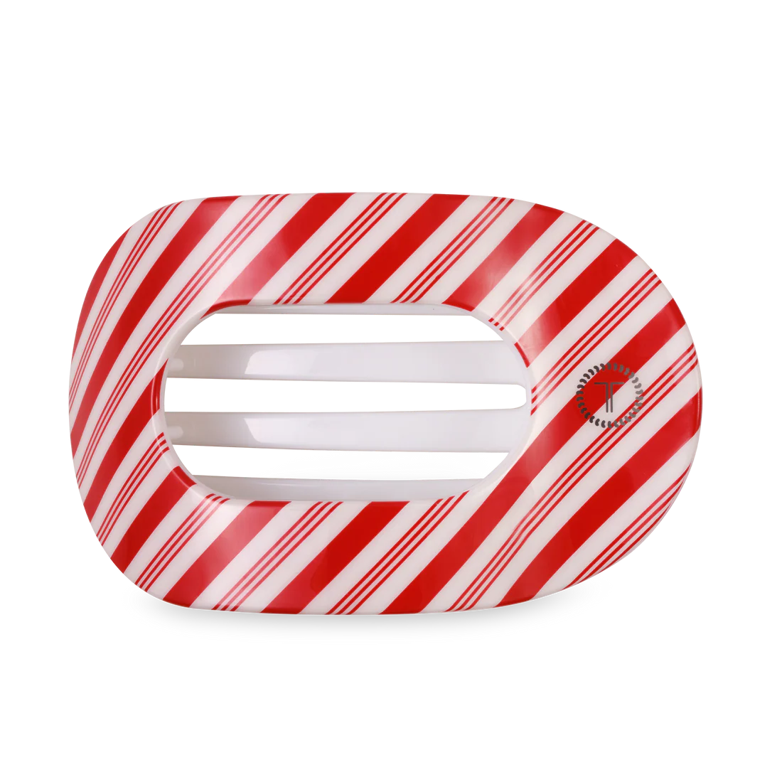 Flat Round Hair Clip | Large | Candy Cane Crush
