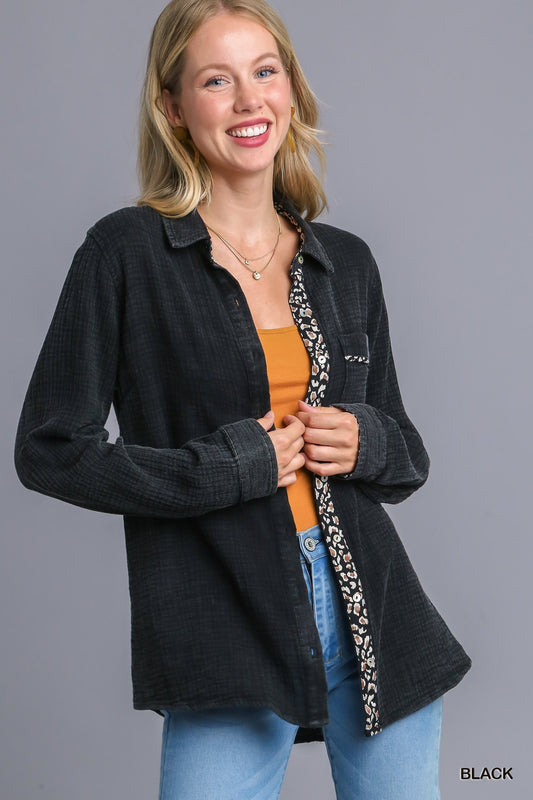 Cotton Button Up Black