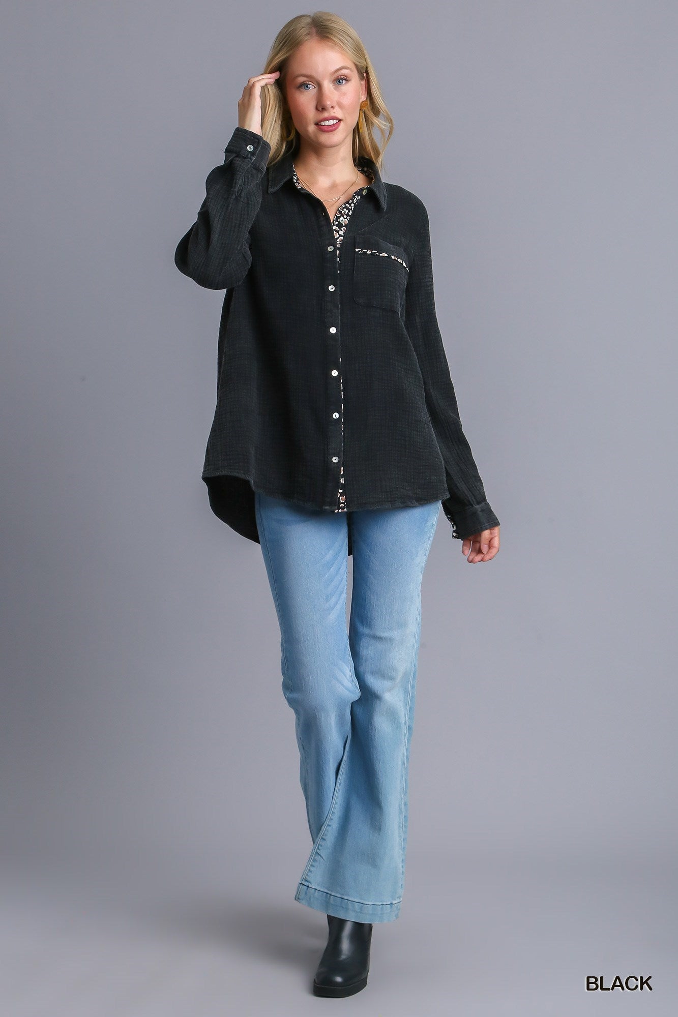 Cotton Button Up Black
