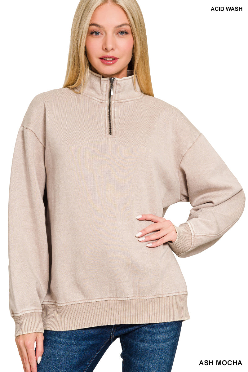 Acid Wash Quarter Zip