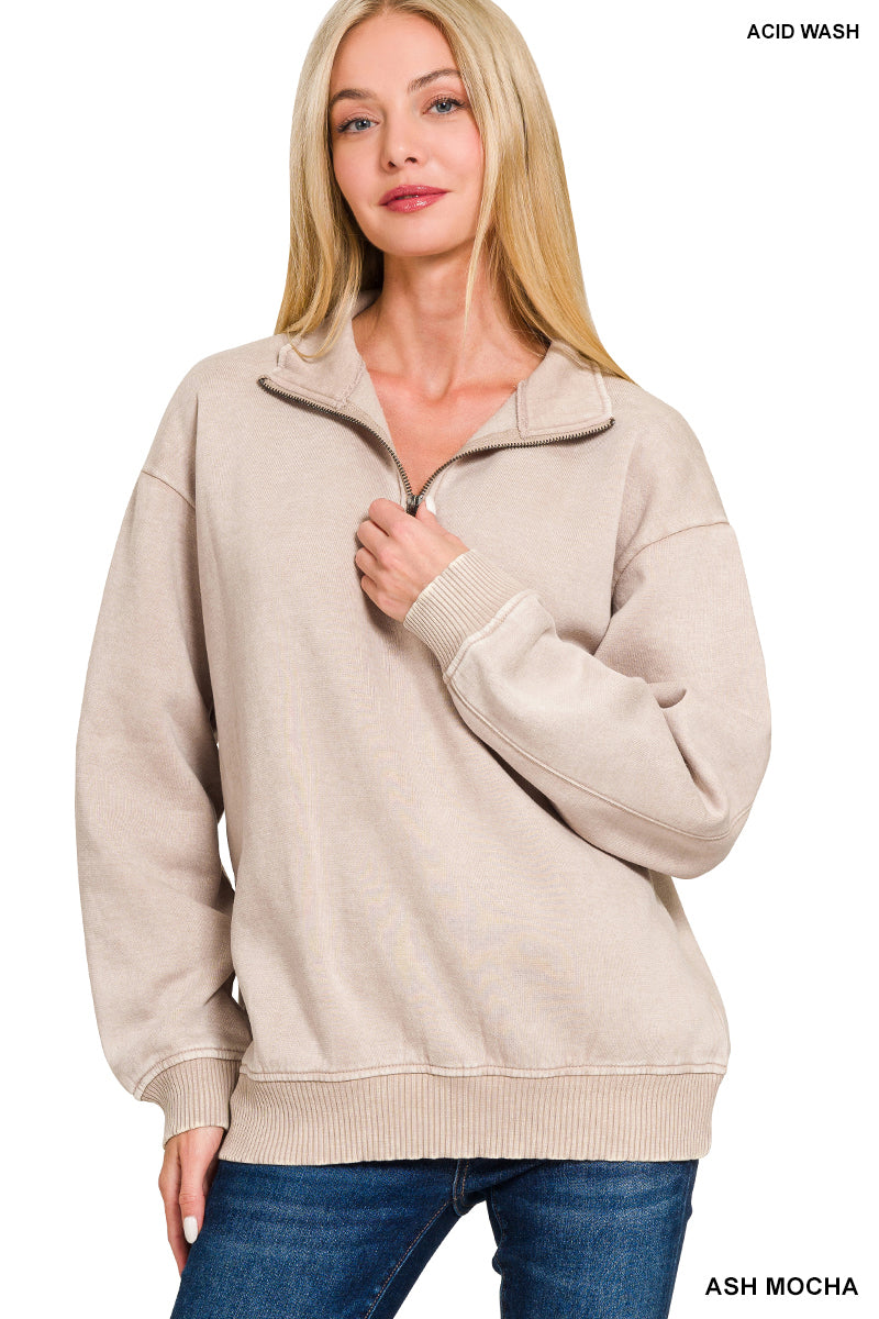 Acid Wash Quarter Zip