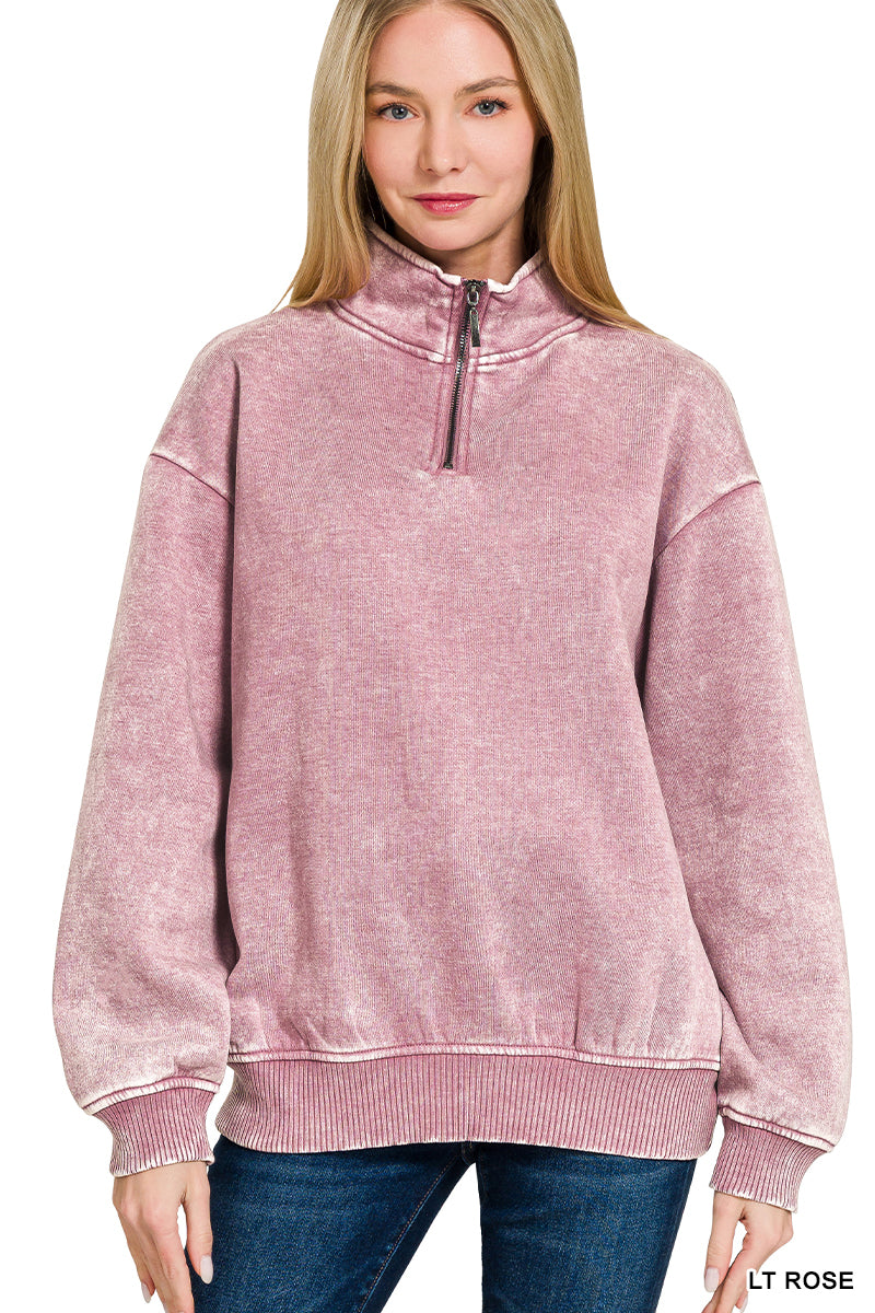 Acid Wash Quarter Zip