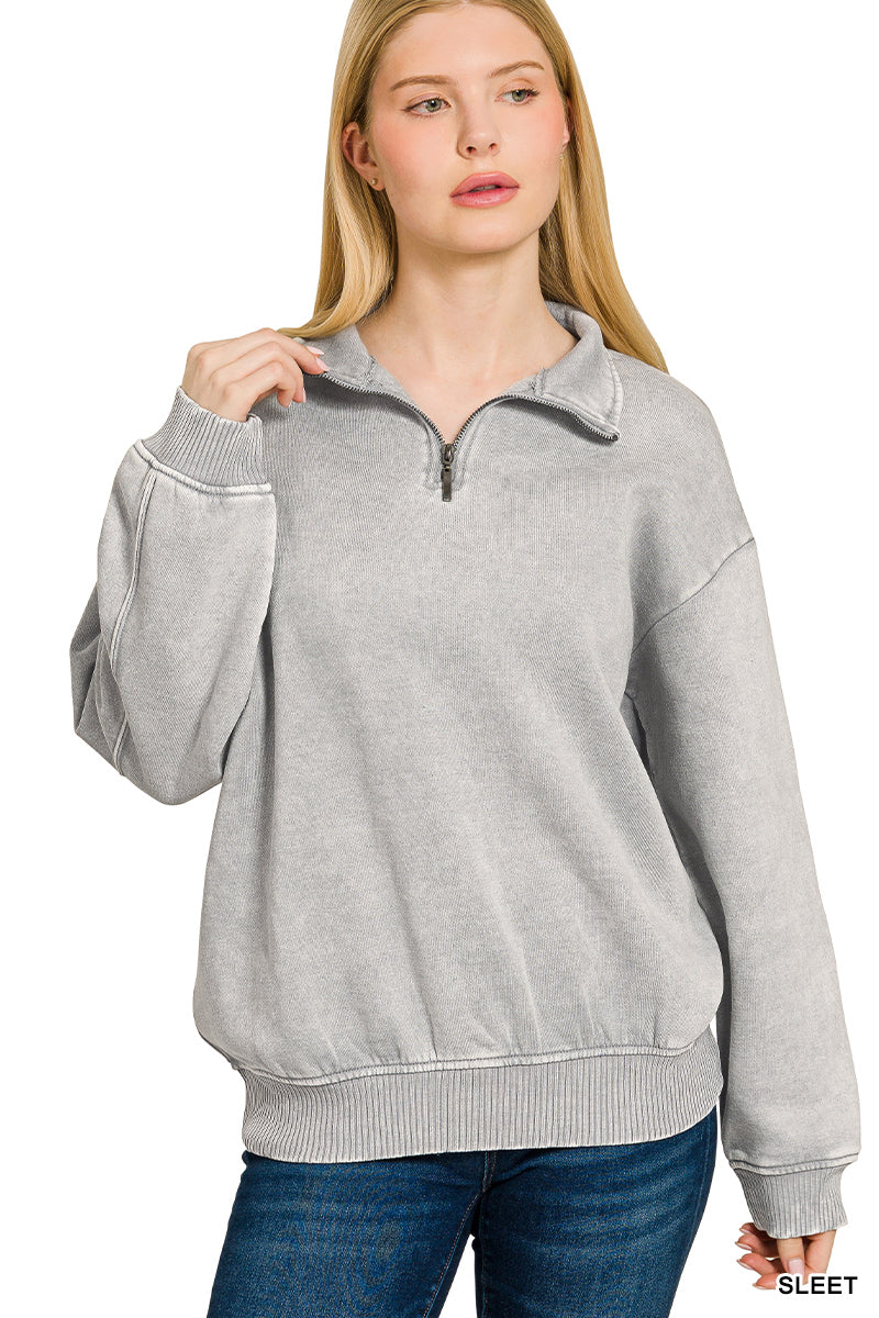 Acid Wash Quarter Zip