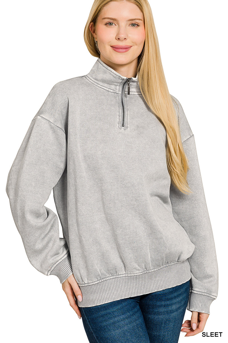 Acid Wash Quarter Zip