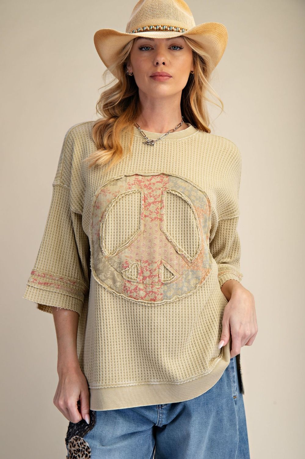 Sage Waffle Peace Top