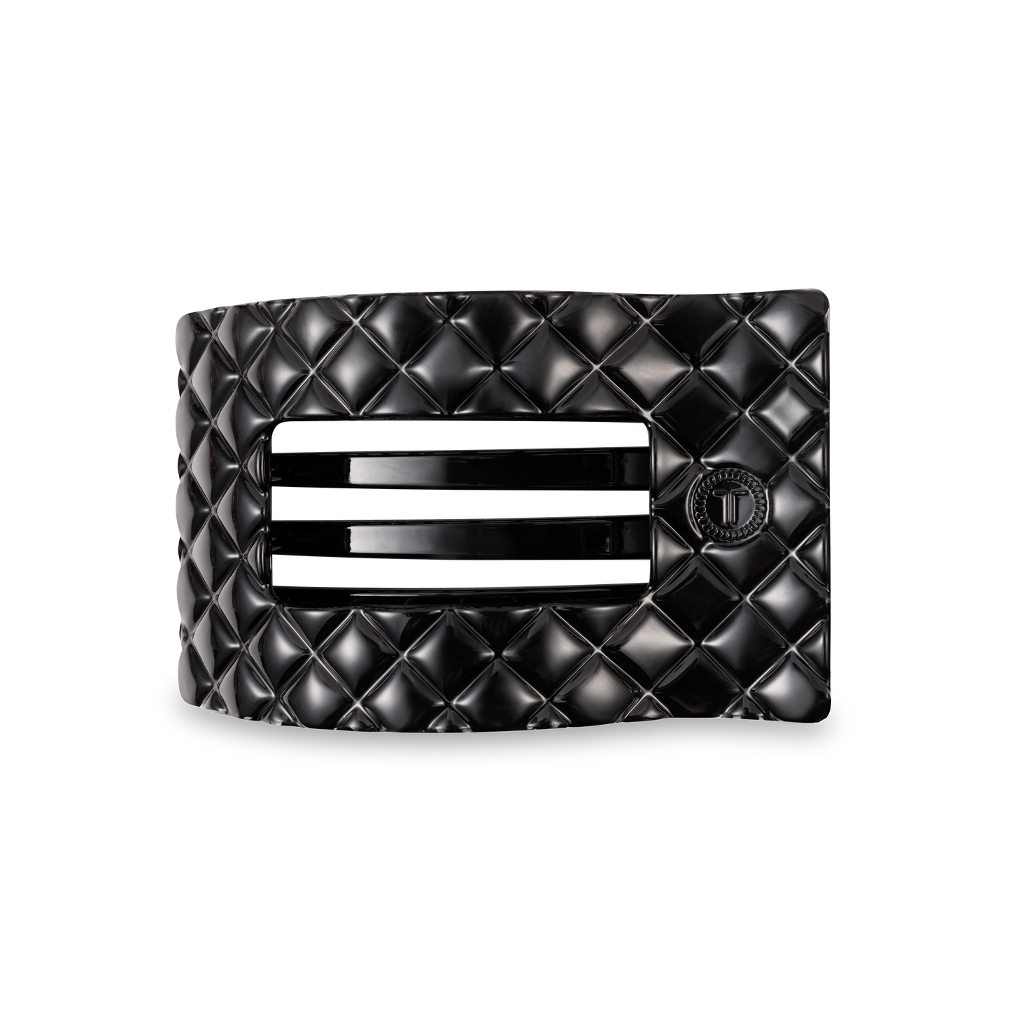Flat Rectangle Hair Clip | Medium | Jet Black Quilted
