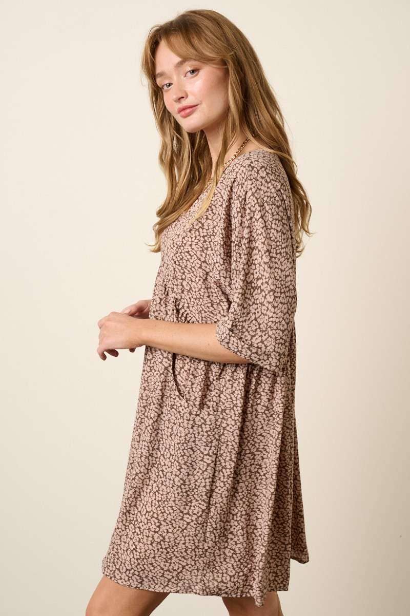LEOPARD PRINT BABYDOLL DRESS