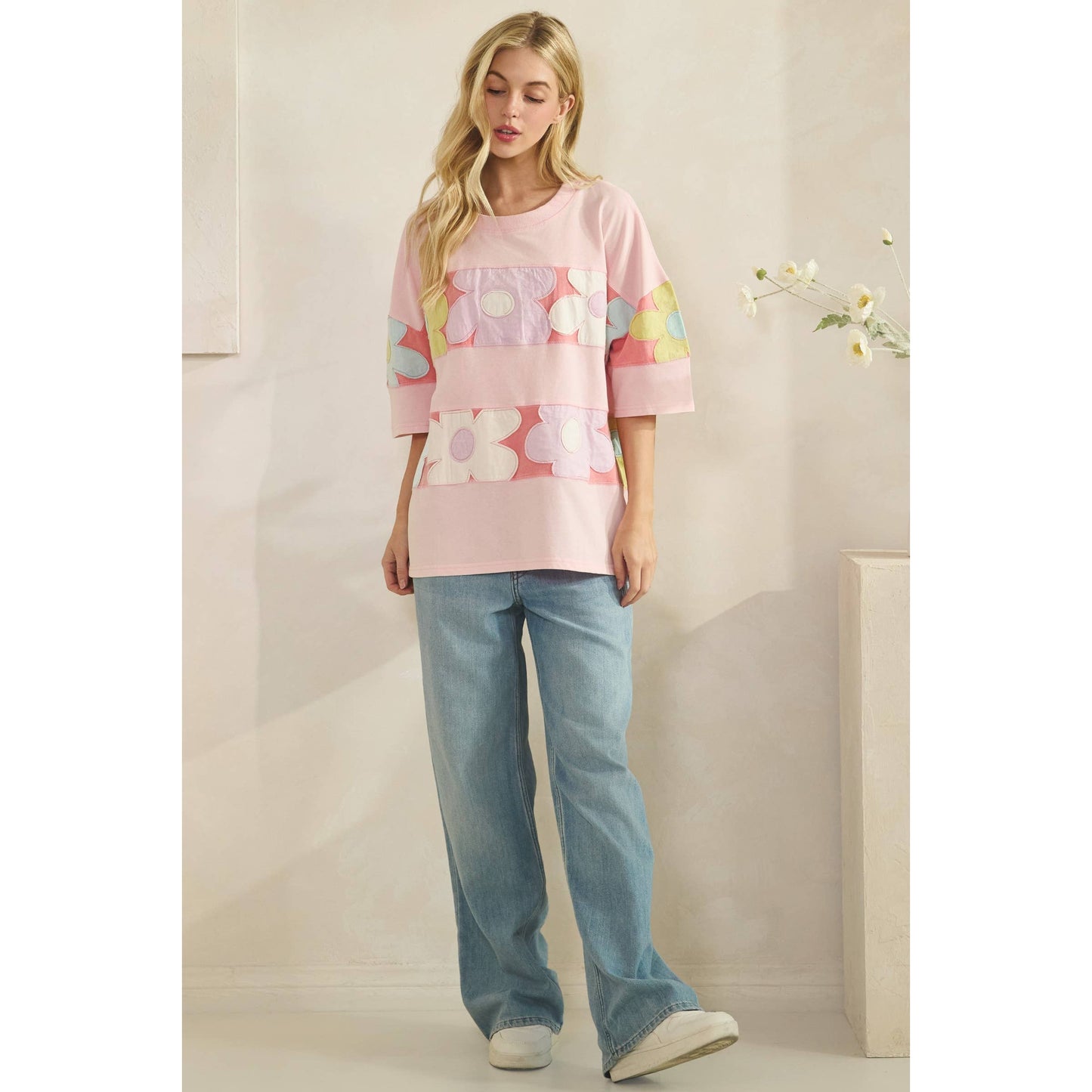 FLORAL PATCHWORK OVERSIZED TEE