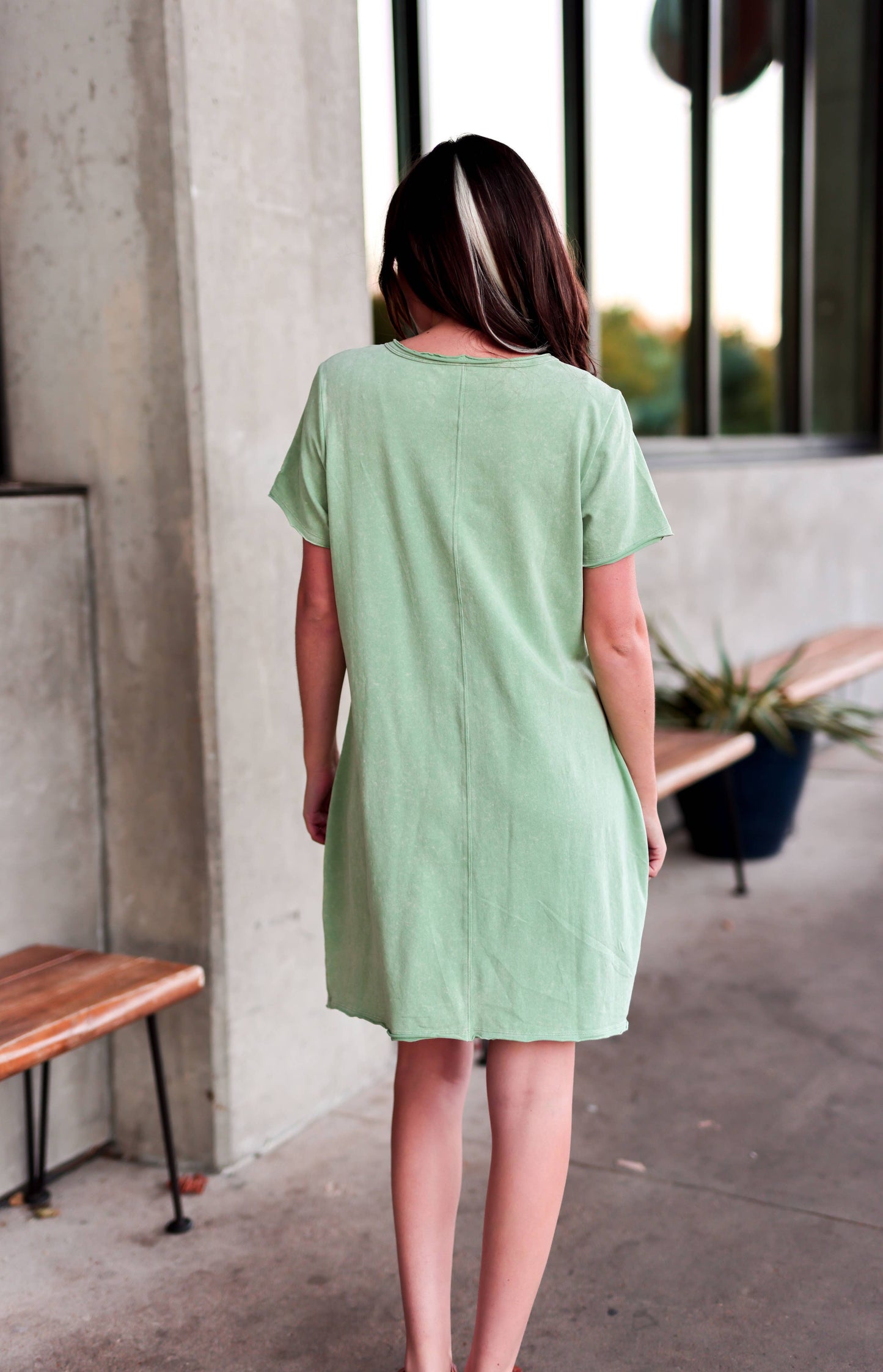 Mineral Wash Dress (Matcha)