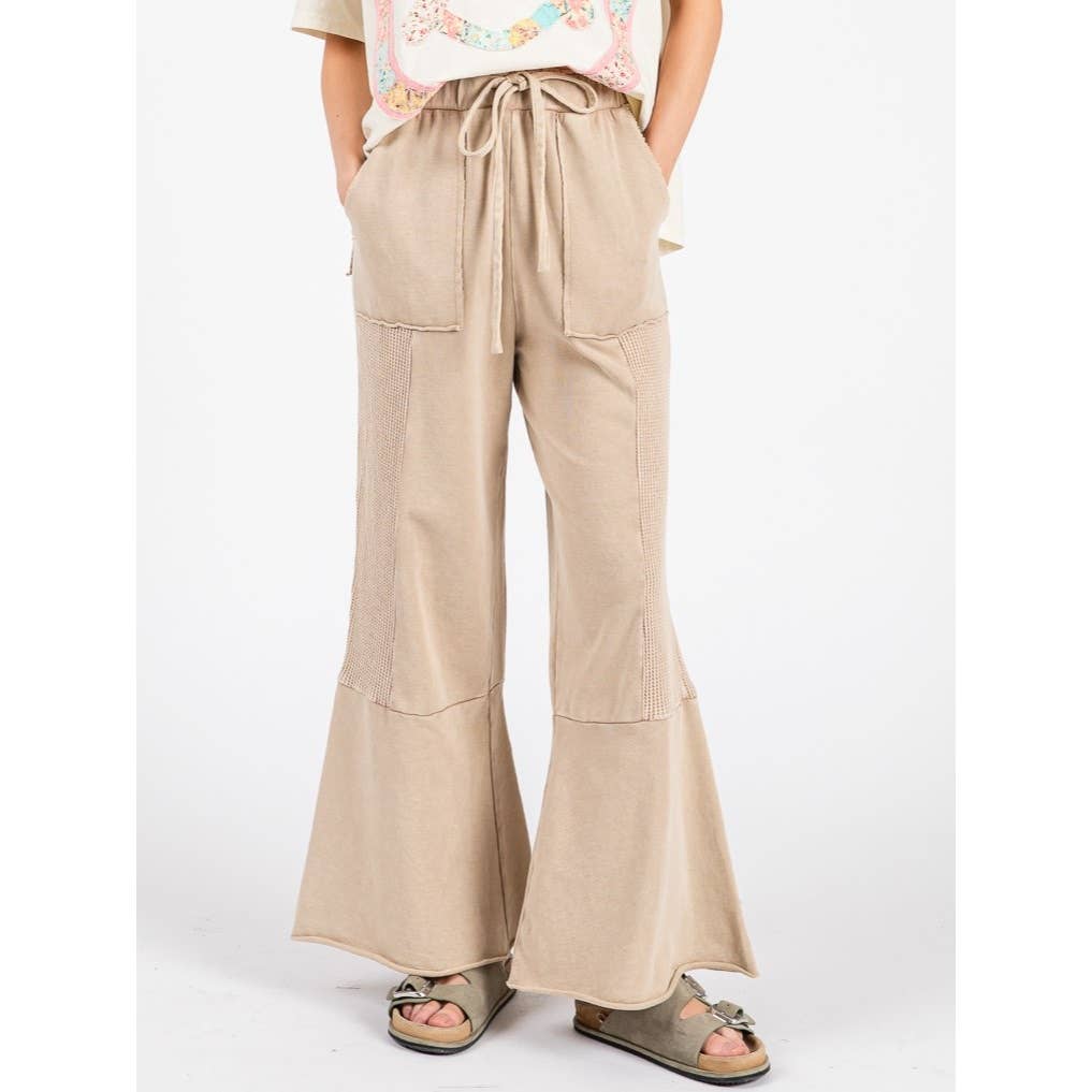 VINTAGE WASHED FLARED PANEL PANTS