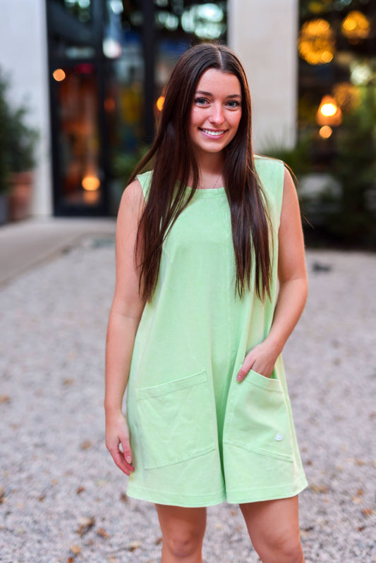 Mineral Wash Romper(Lime)