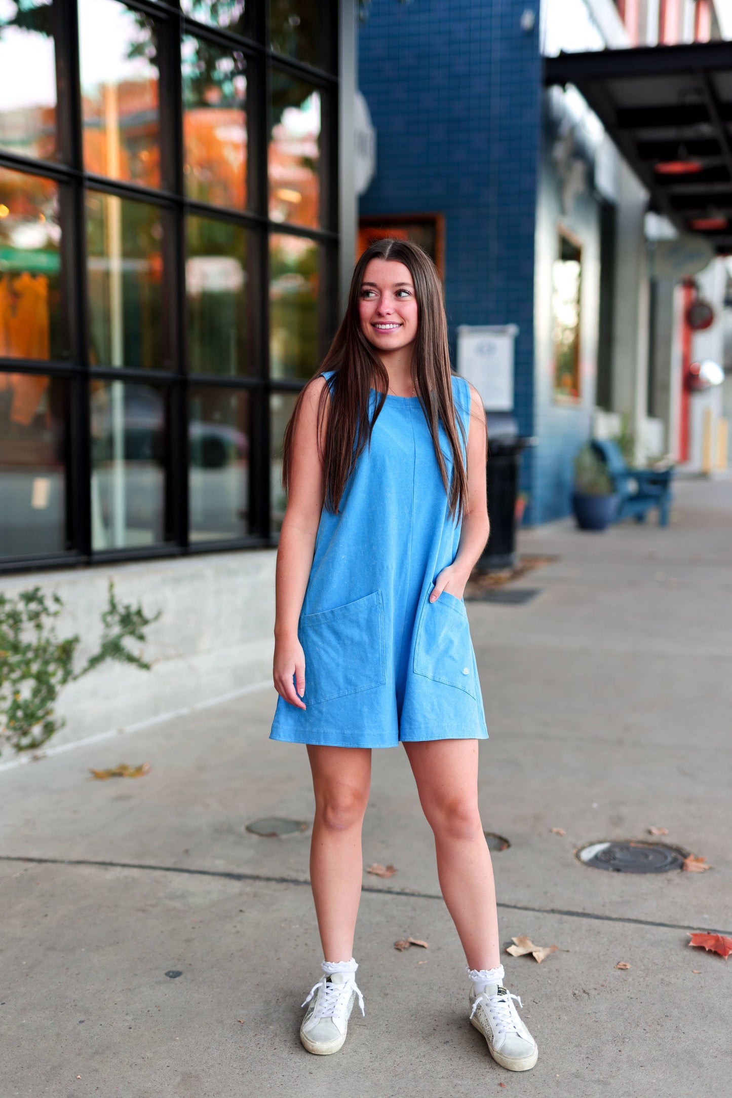 Mineral Wash Romper(Cobalt)