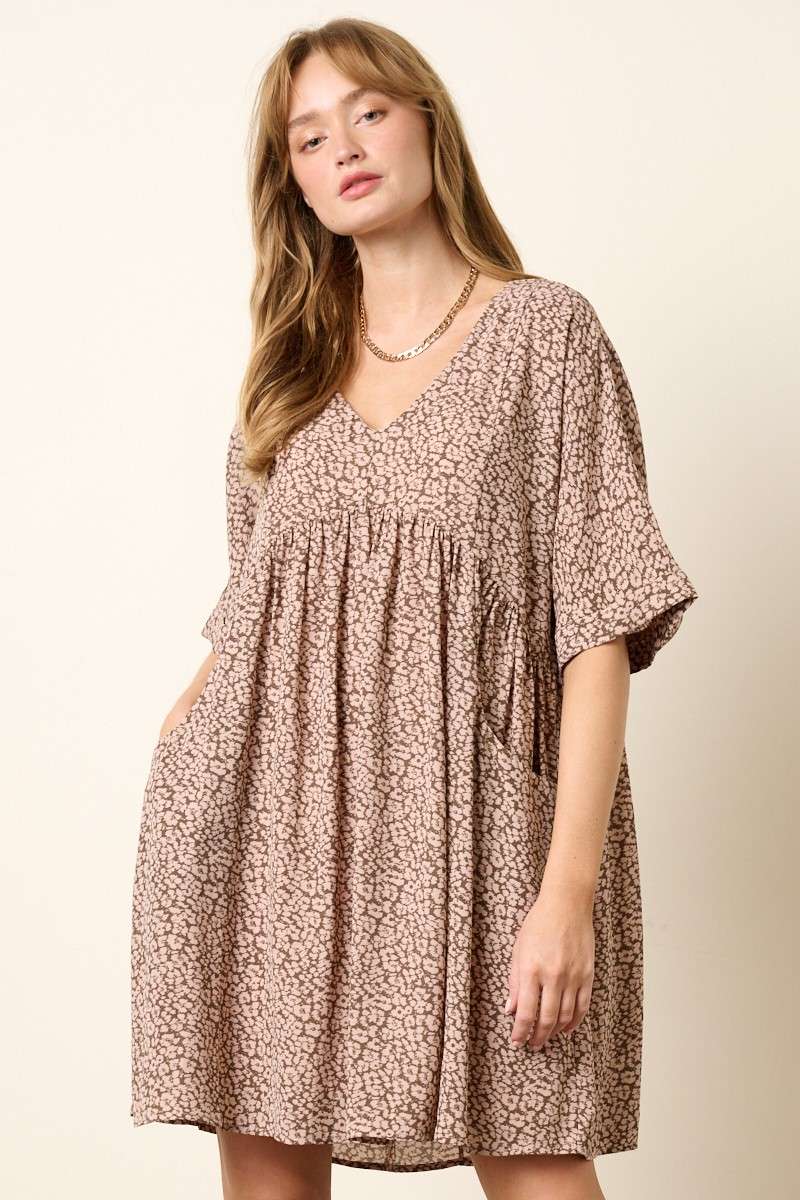 LEOPARD PRINT BABYDOLL DRESS