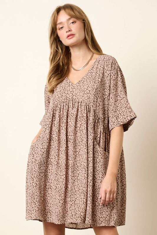 LEOPARD PRINT BABYDOLL DRESS