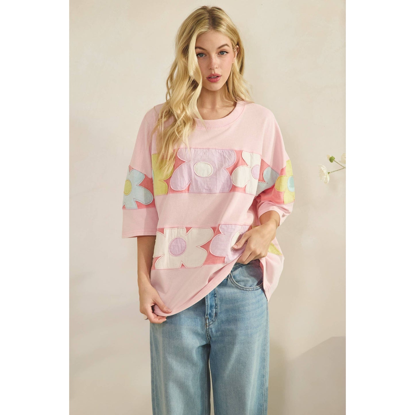 FLORAL PATCHWORK OVERSIZED TEE