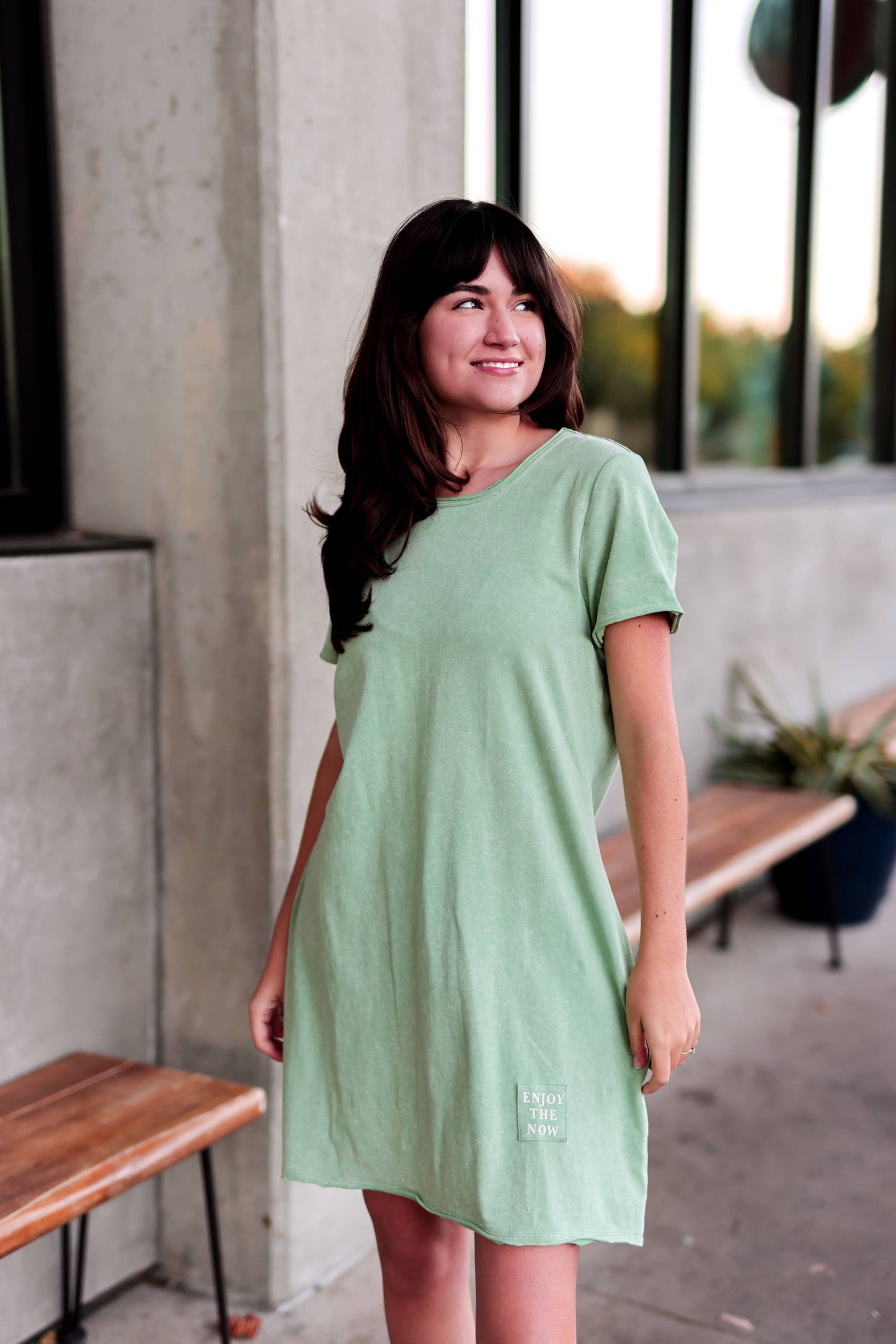 Mineral Wash Dress (Matcha)
