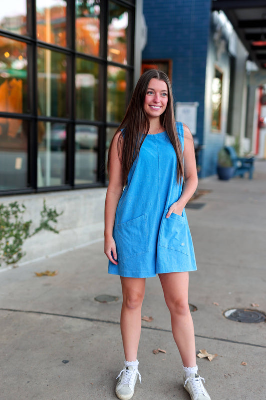 Mineral Wash Romper(Cobalt)