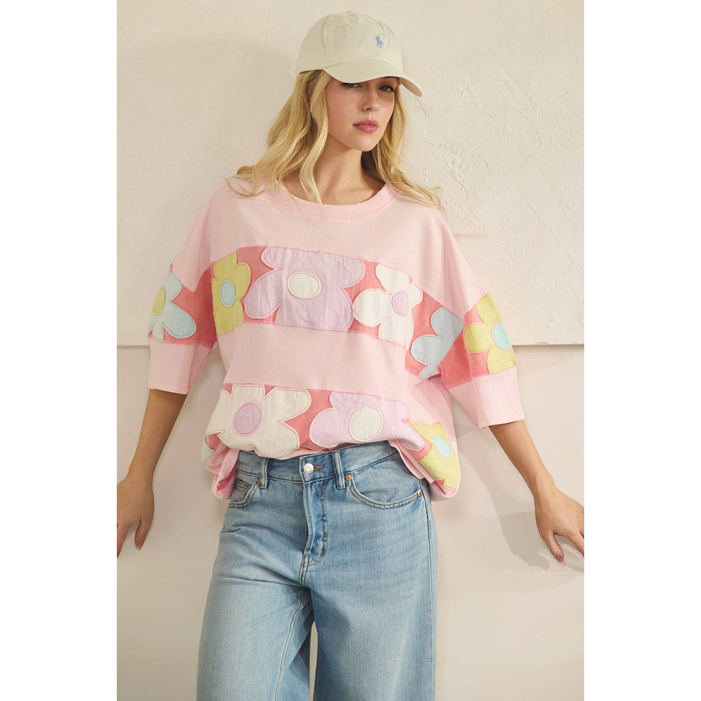 FLORAL PATCHWORK OVERSIZED TEE