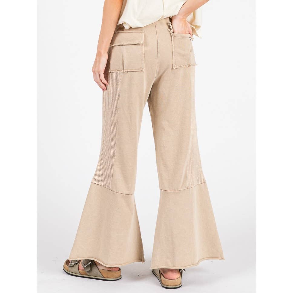 VINTAGE WASHED FLARED PANEL PANTS